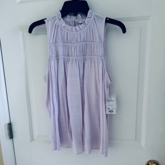 Nine West Tops - Nine West High Neck Smocked Shell Lavender Sleeveless Blouse Size Small NWT